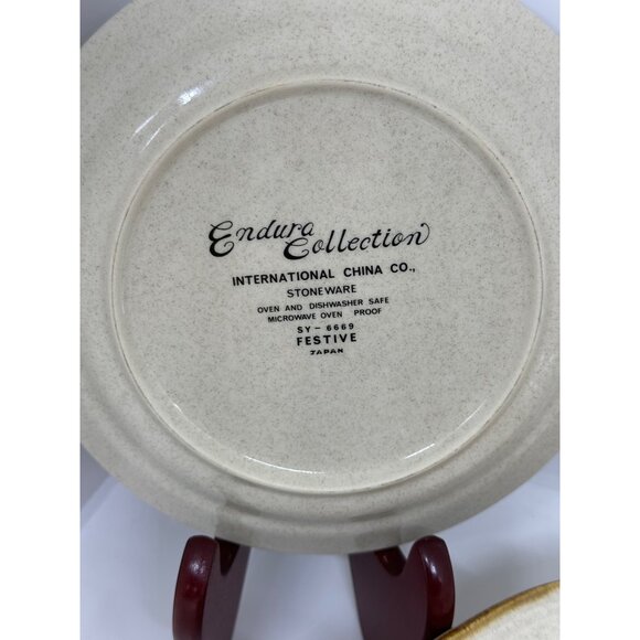 VTG Endura Collection Festive Stoneware Plates Japan Set of 5 Floral 10" - 7.25" - Picture 7 of 9